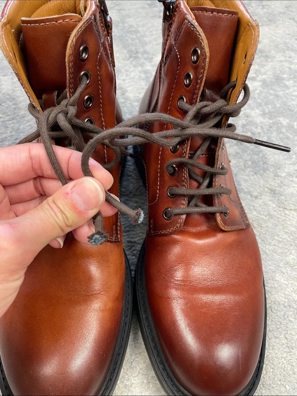 Magnanni Grayson Lace Up Combat Boots Distressed Cognac Brown Sz 7